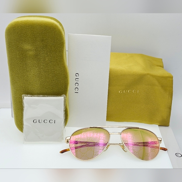 GUCCI AVIATOR GG LOGO GG1679S GOLD UNISEX - Picture 8 of 15